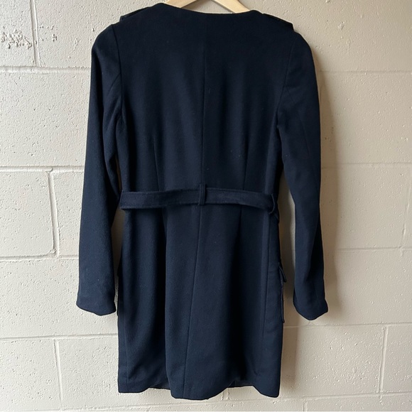 Deep Navy Blue Elegant Cashmere Coat Belted - Picture 2 of 16